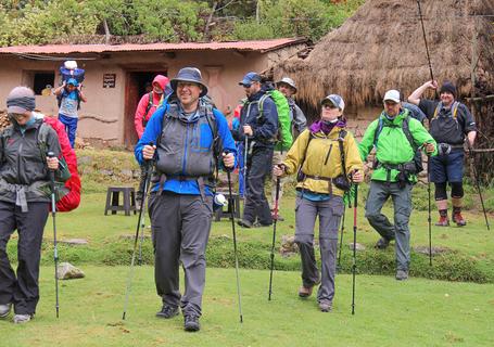 Hiking by the inca Trail route