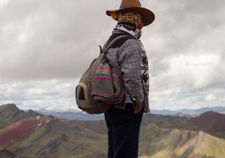 Marveling at Palcoyo rainbow mountain