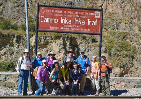 Taking a memorable picture at the beginning of the Inca Trail.