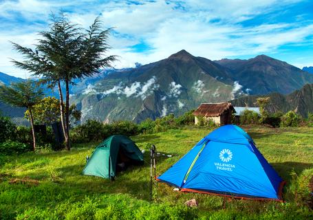 4 Choquequirao Trek - tents set up with a view of the mountains