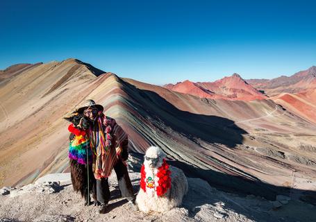 6 Rainbow Mountain - llamas in the mountains
