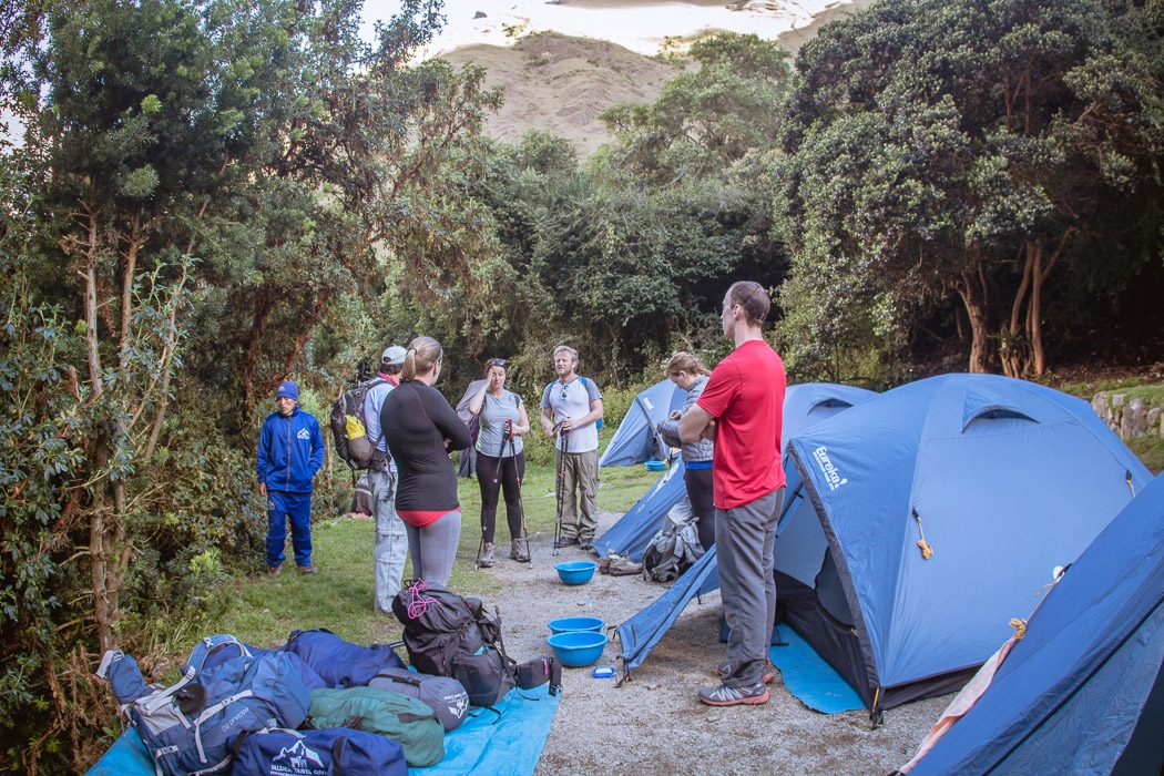 Looking at the first Inca Trail camp.