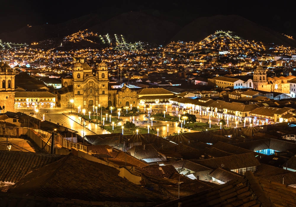 the cusco main square at night creates an unforgettable experience