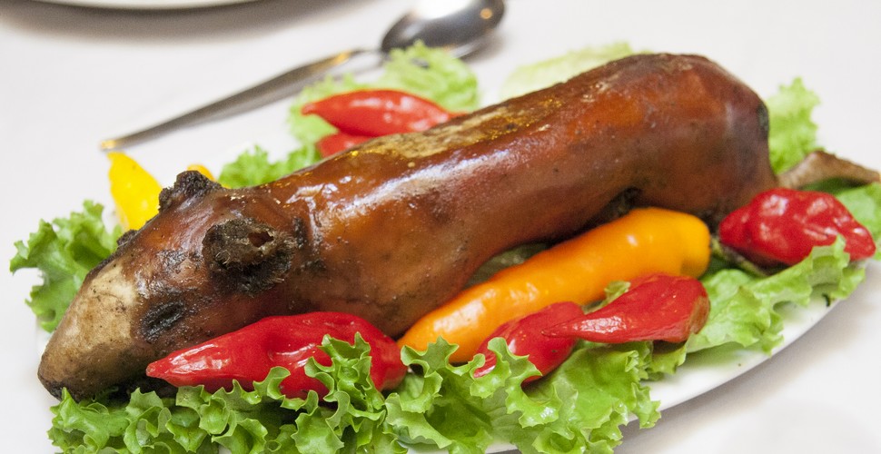 Many people compare Guinea Pig to the the rich flavor of duck, but one thing is for sure, "cuy" is totally unique. Guinea Pig has been eaten for centuries in Peru and is such a special dish in Peruvian tradition. Cuy is a small animal that’s native to the Andes mountains, and the Daddy of all guinea pigs! Sample cuy when you visit Peru.