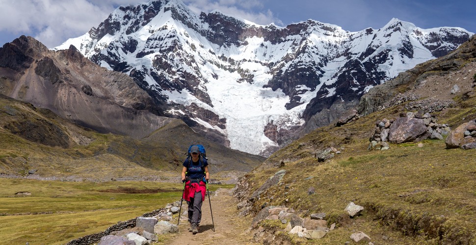 Follow the Ausangate Trek to the revered Mt. Ausangate through the Cordillera Vilcanota mountain range Accompanied by mules and horses to carry the gear. You'll overnight in traditional rustic lodges, enjoy authentic Peruvian meals, and understand more about of life in The Andes of Peru.