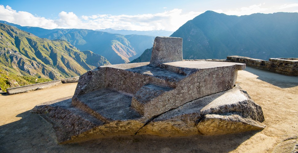 "Intihuatana" comes from the Quechua words "inti" (sun) and "huatana" (to tie or hitch), often translated as "The Hitching Post of the Sun." The Intihuatana is located on circuit 2 in the Sacred Plaza at Machu Picchu. This stone is believed to have been used for astronomical, agricultural, and ceremonial purposes by the Incas.