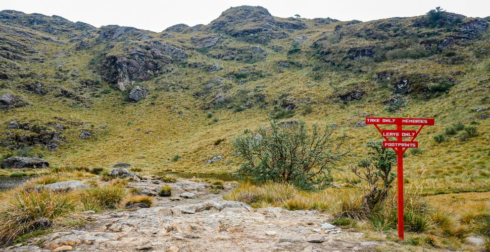 Leave only Footprints when you hike the Inca Trail trek to Machu Picchu. Take your rubbish with you and follow the "pack in, pack out"  trekking philosophy!