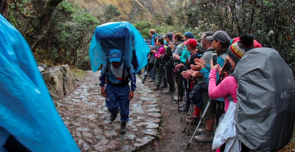 The Inca Trail Porters  cary all camping equipment, all food, all cooking equipment  and even your personal belongings along the Inca Trail