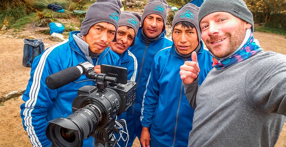 Teaching the Porters some Photography techniques on The Inca Trail