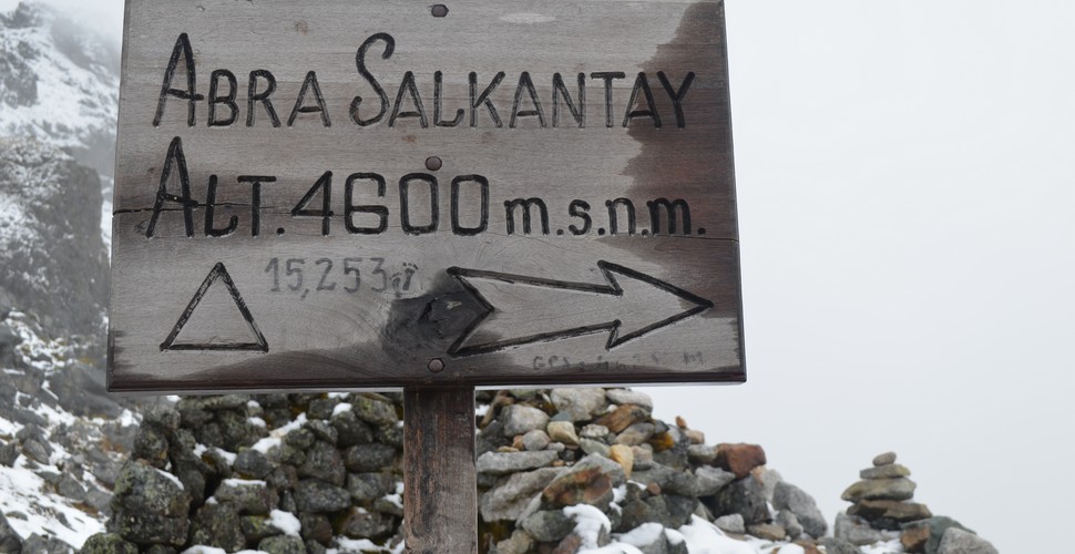 The Salkantay Pass is found at 4600 meters above sea-level.