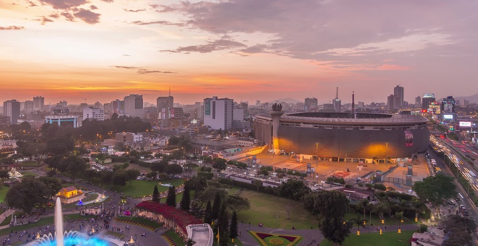 Sunset over Downtown Lima on your Peru Travel packages