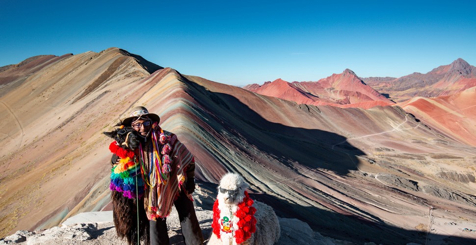 Llama Enjoying Rainbow Mountain!