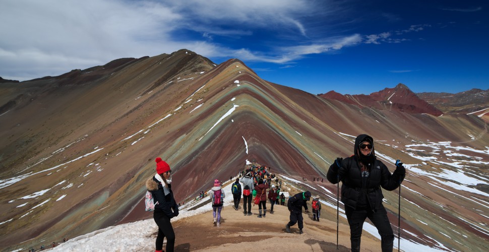 Vinicunca Rainbow Mountain With Traces of Snow