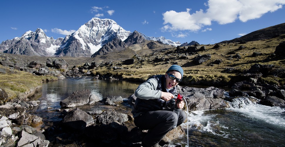 Filtering Water on The Ausangate and Rainbow Mountain Trek.