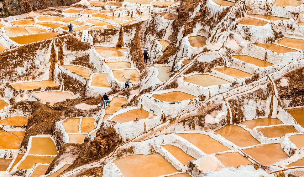 Workers at Maras Salt Mines