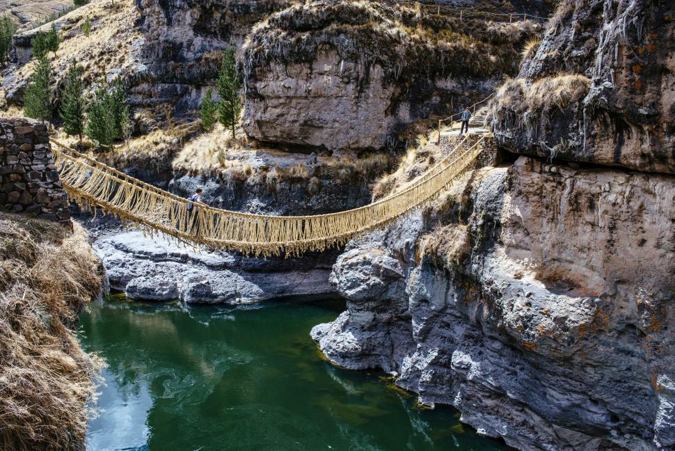Crossing the Queswachaka bridge